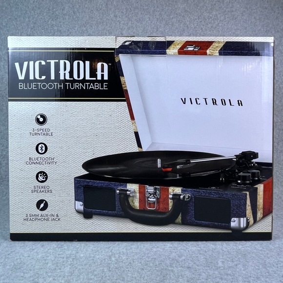 Victrola Bluetooth 3-Speed Suitcase Turntable Record Player Union Jack VSC-550BT - Picture 1 of 8